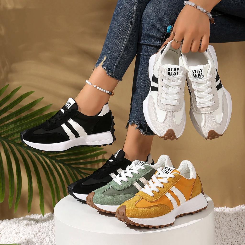 New Style Elegant Lace Up Casual Shoes Women Thick Sole Anti Slip