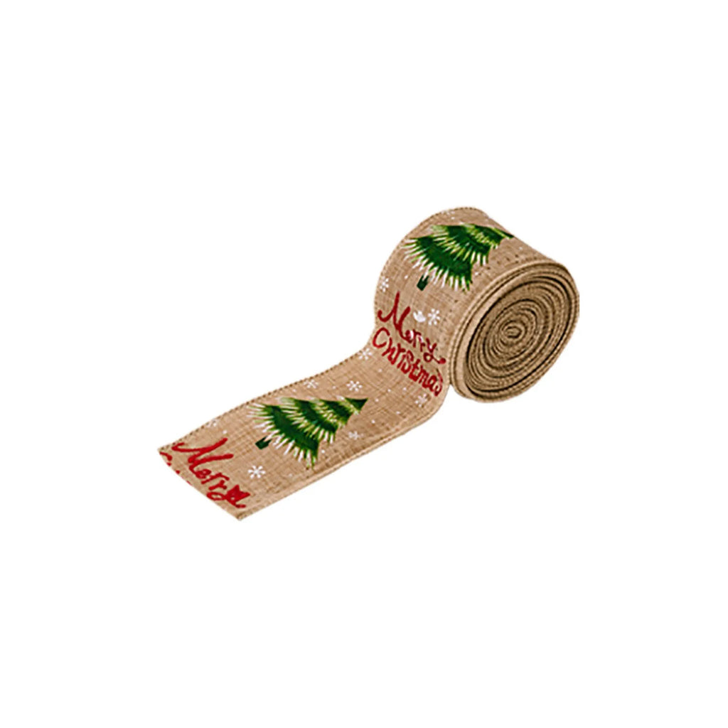 Christmas Fabric Ribbon Burlap Wreat Gift.