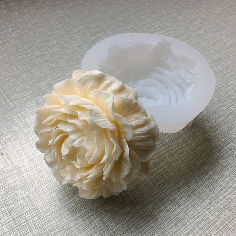 Peony Candle Silicone Mold Size: 9.6*4.5cm