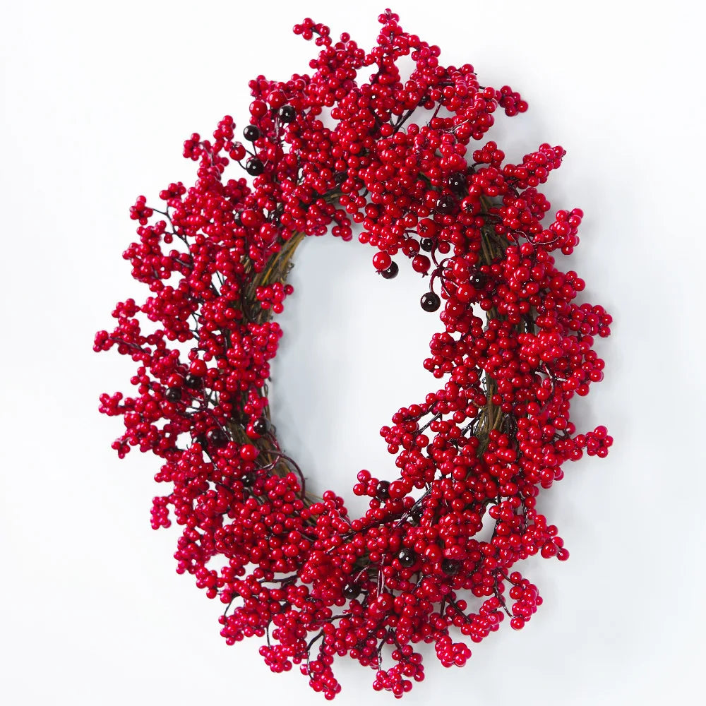 Christmas Red Berry Wreath for Front Door Outside Handmade.