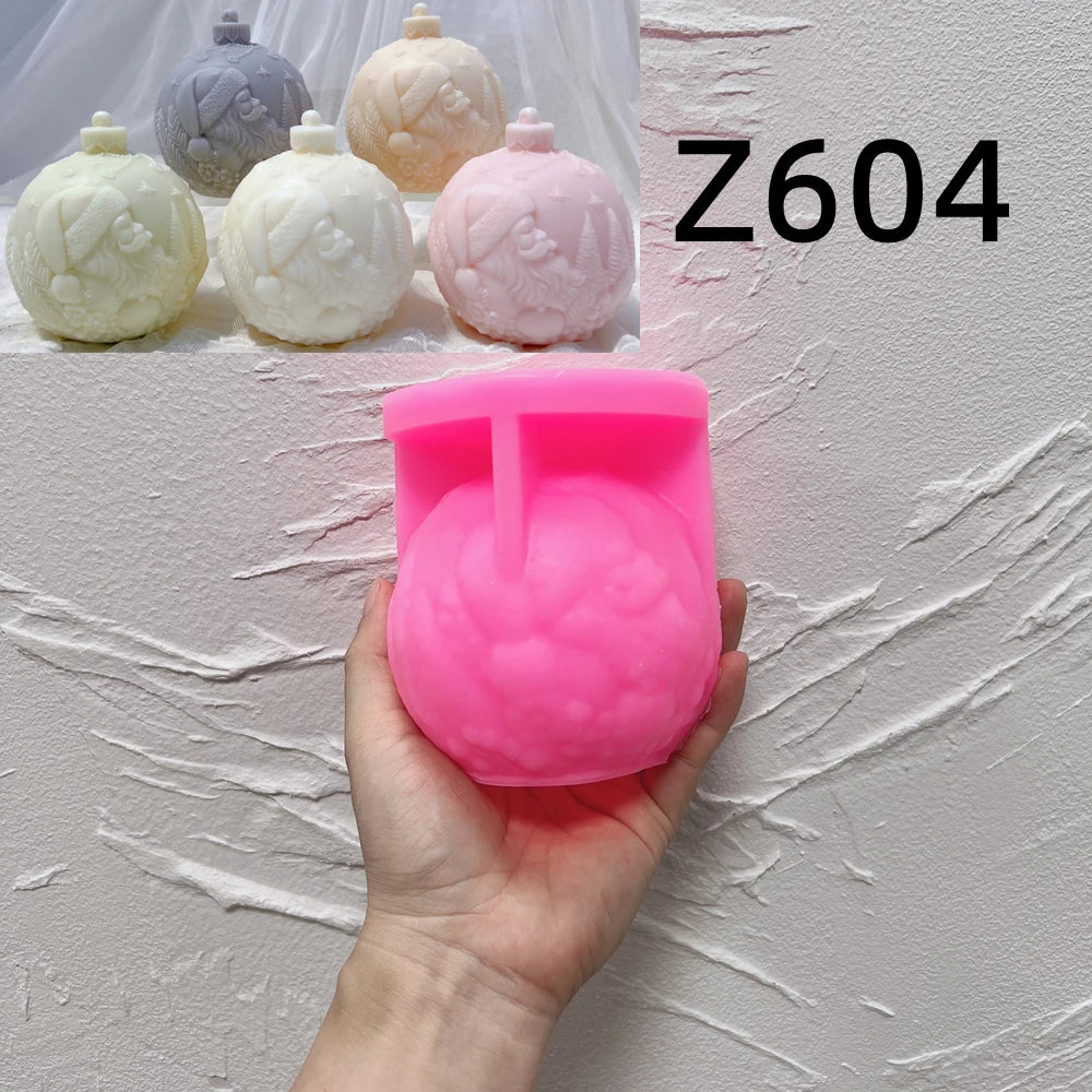 Ball Shape Silicone Candle Mold 5 Designs Christmas