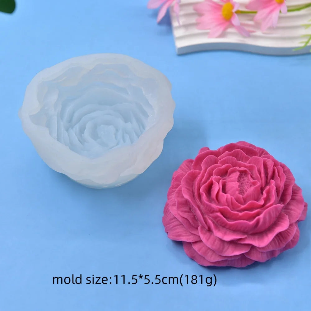 Peony Candle Silicone Mold Size: 9.6*4.5cm