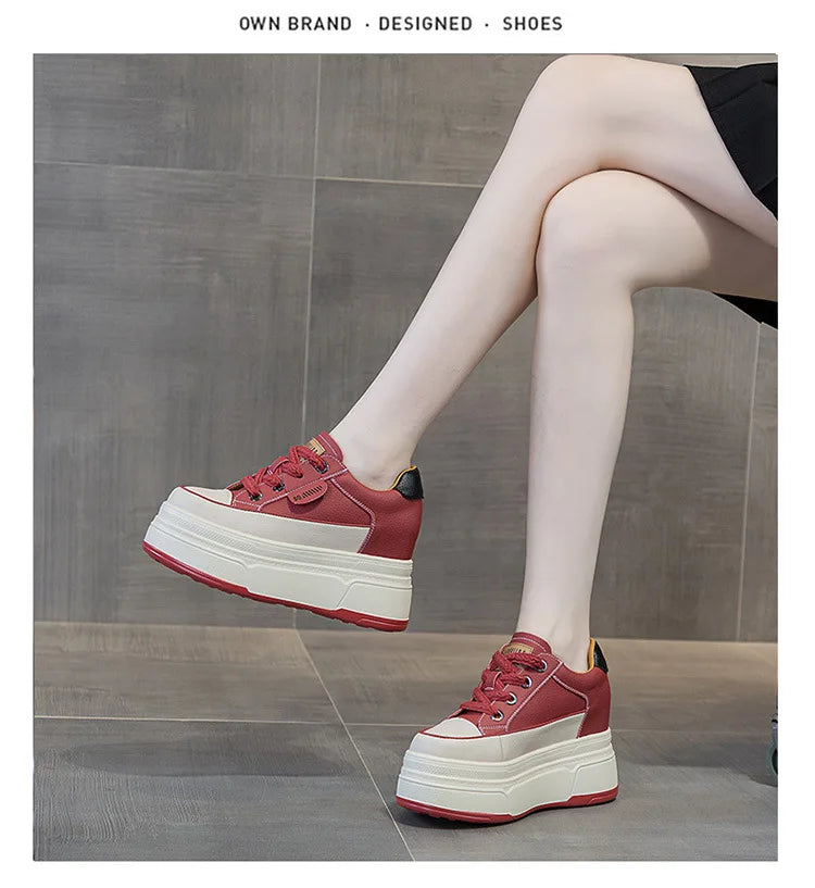 Sneakers con plateau Fujin da donna in vera pelle
