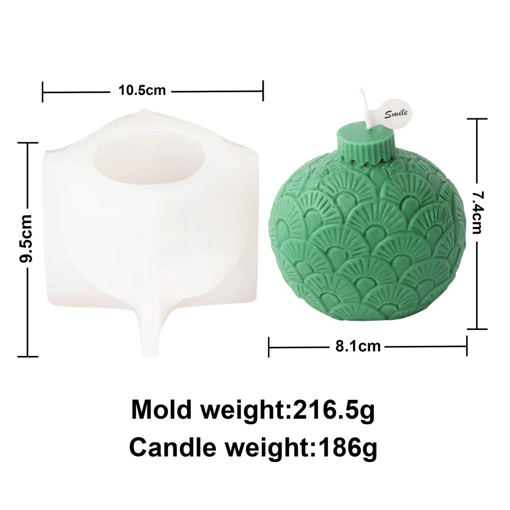 Molde de silicona para velas con forma de bola navideña, esfera geométrica 3D, aromaterapia.