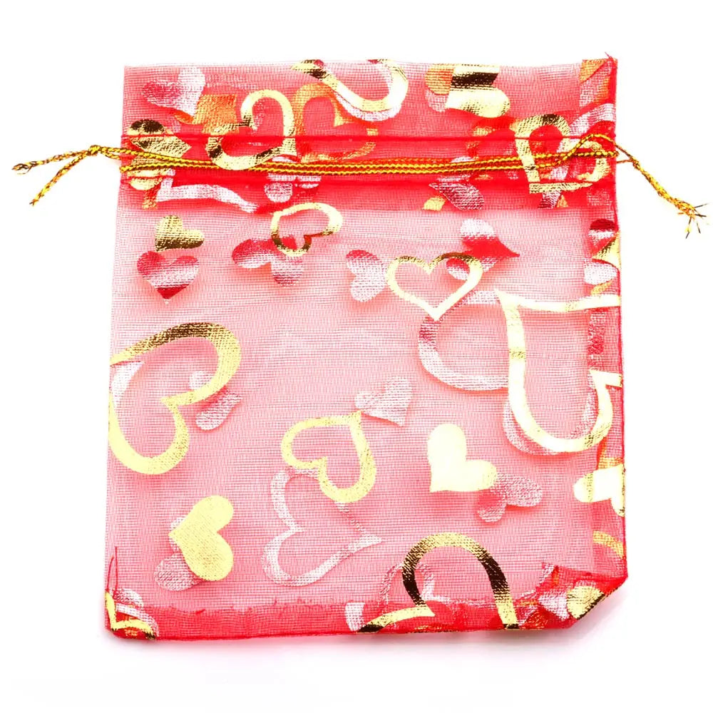 Love Heart Organza Pouches For Events 50pcs