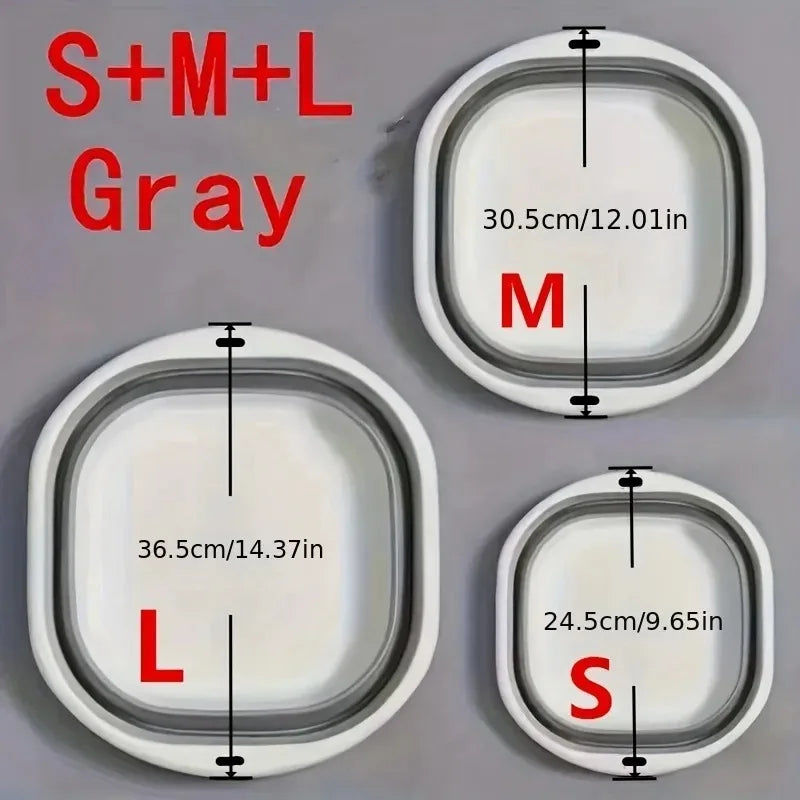 Cestini portabiancheria pieghevoli per lavabo, confezione da 3, salvaspazio.