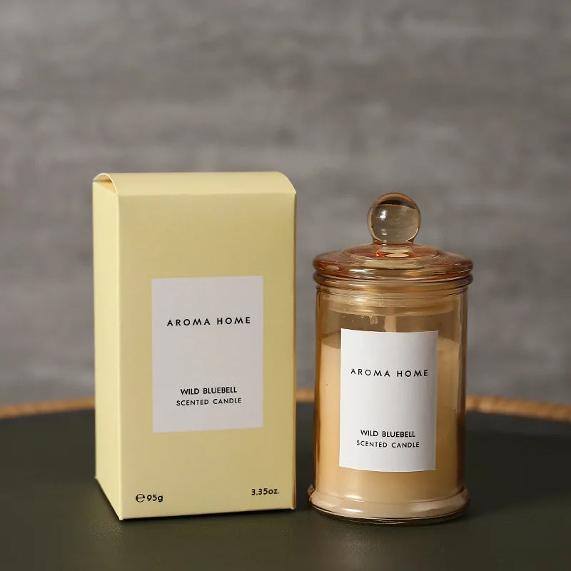 Candela profumata in barattolo di vetro vintage, cera di soia, aromaterapia