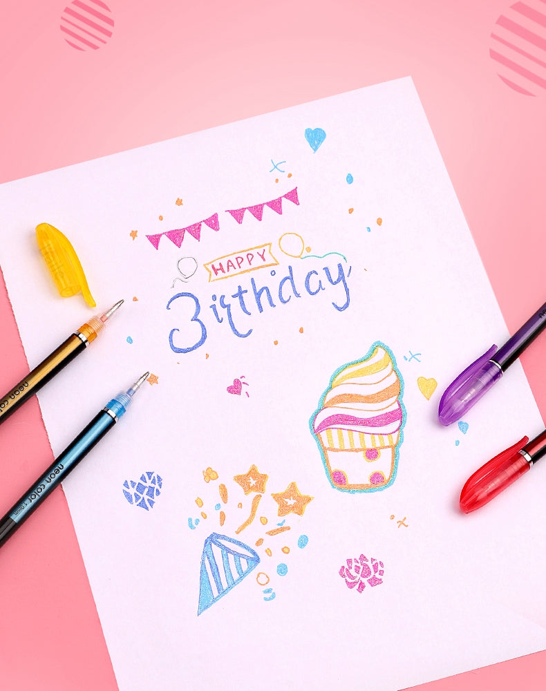 Penne gel con glitter metallizzati e ricariche per penne per la scuola, 12/24 pezzi