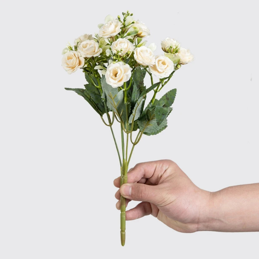 Rosa di seta per bouquet da sposa, fiore artificiale per la casa