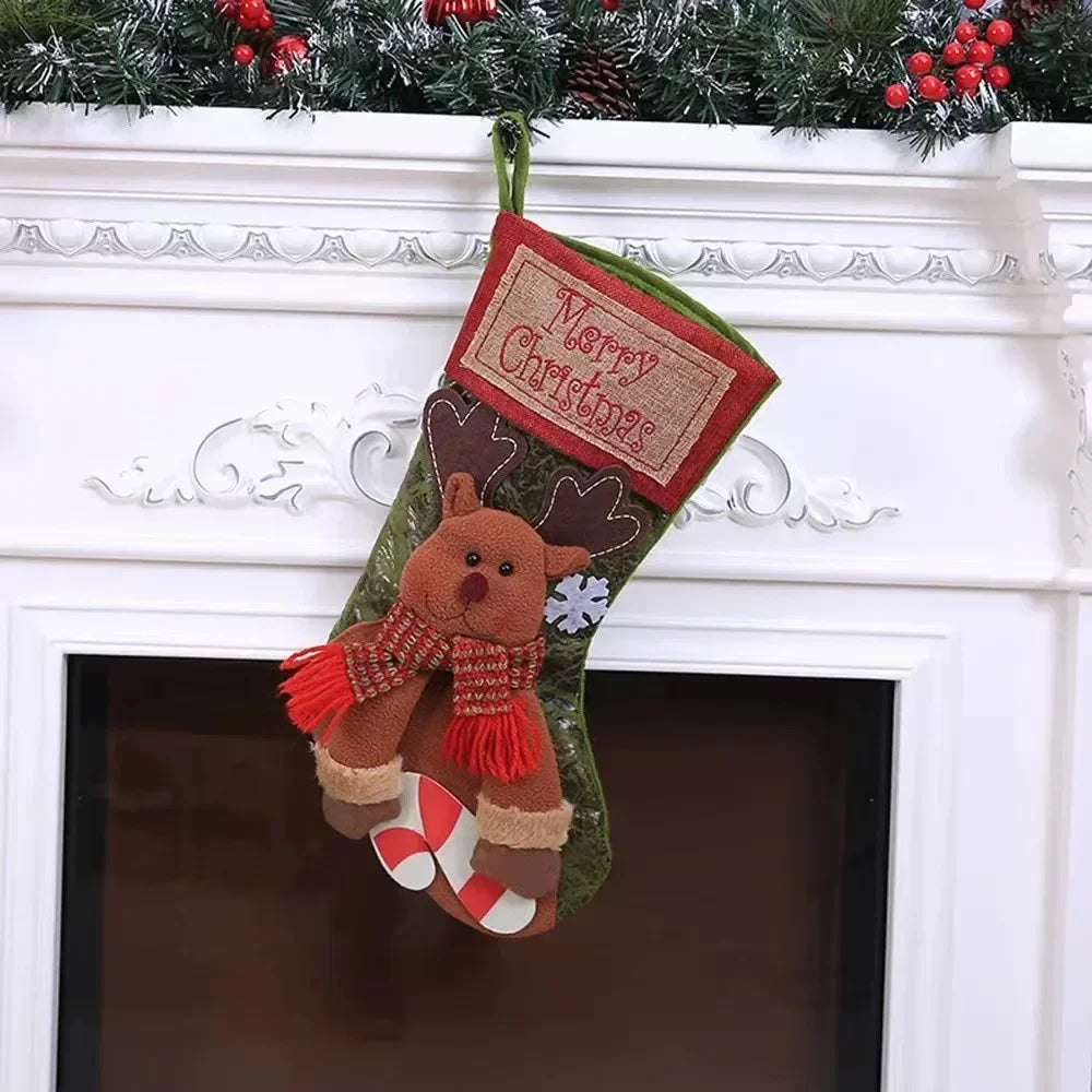 Christmas Stocking Classic Large Stockings Santa Snowman Reindeer.