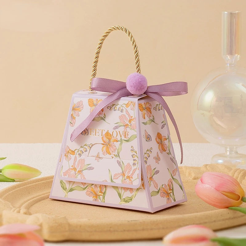 Bolsa de regalo de boda con flores de cartón, 10 unidades