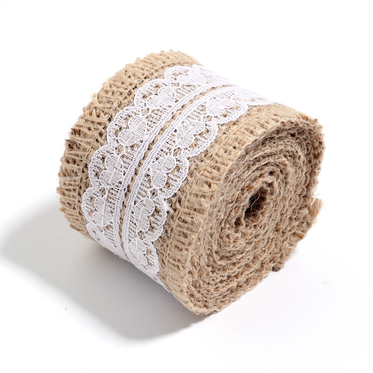 Natural ﻿Lace Linen Jute Ribbons 2 yards/roll.