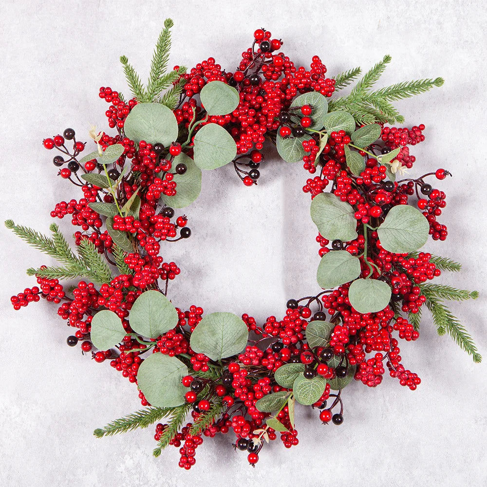 Christmas Red Berry Wreath for Front Door Outside Handmade.