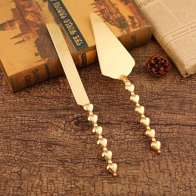 Cake Knife And Server Set,2 PCS Gold Cake Cutting Utensils Made By KONCO.