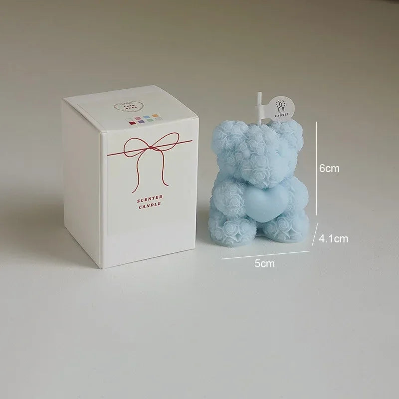 Vela de oso romántica y linda de cera de soja, aromaterapia, pequeña y perfumada