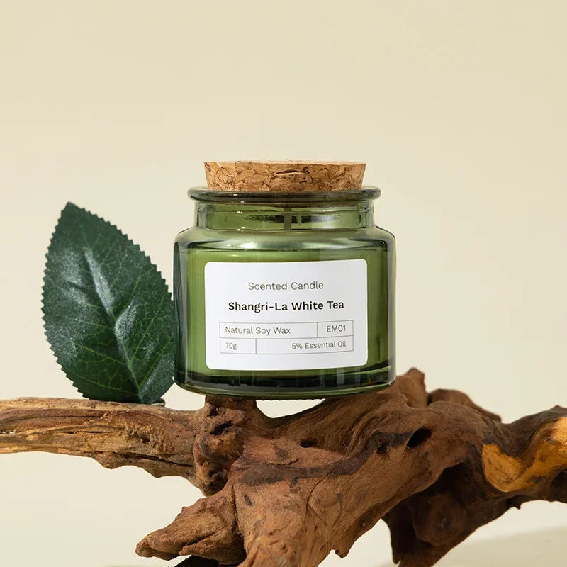 Natural Plant Aromatherapy Candle Smokeless Green Soybean Wax Glass