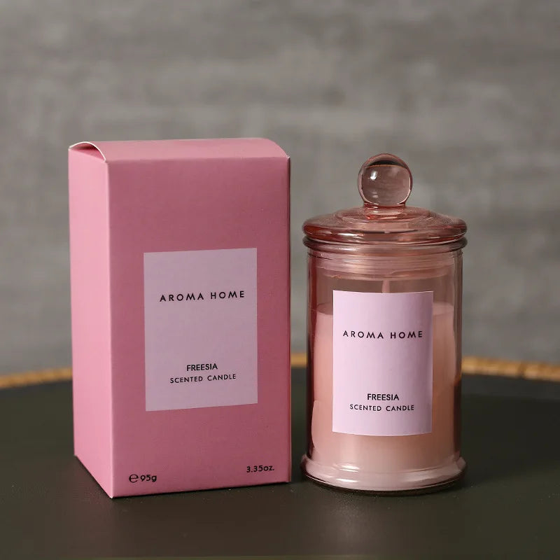 Candela profumata in barattolo di vetro vintage, cera di soia, aromaterapia