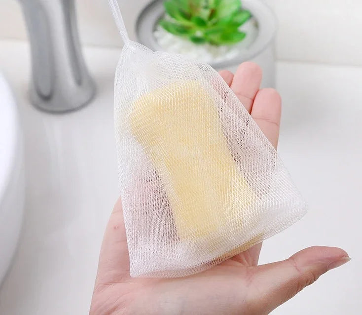 Sacchetto in rete portatile per sapone schiumogeno per bagno/doccia, detergente corpo esfoliante