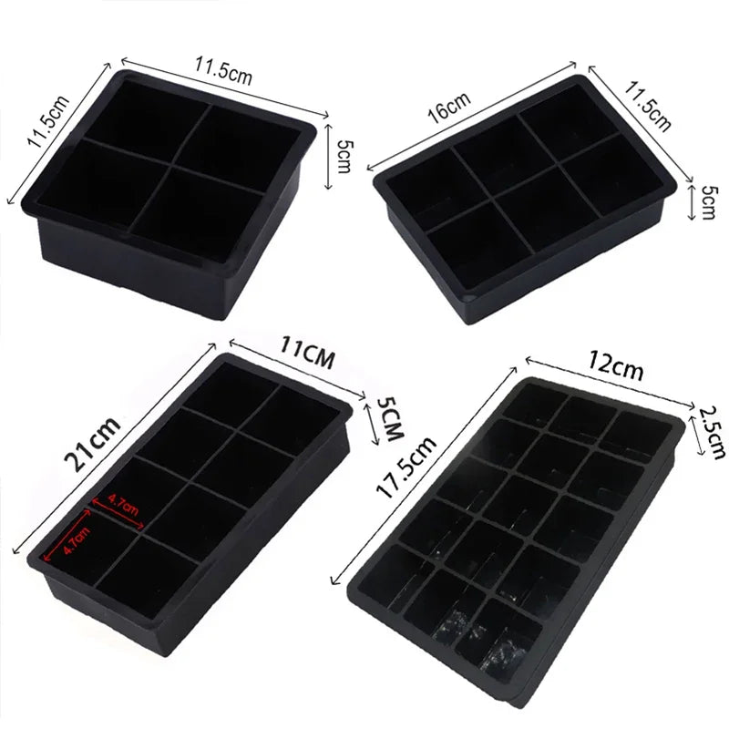 Stampi per cubetti di ghiaccio in silicone per la casa o per bar, 4/6/8/15 griglie