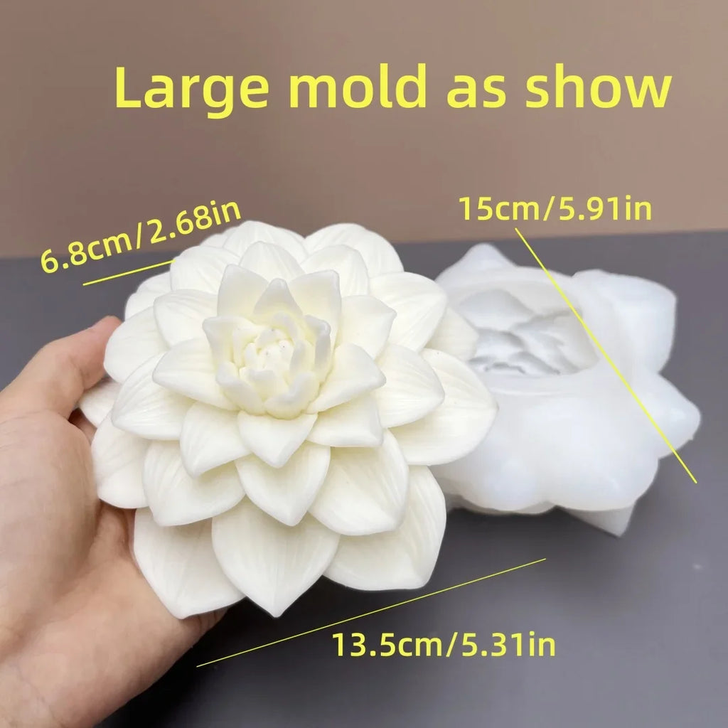 Large Peony Flower Candle Silicone Mold 3D