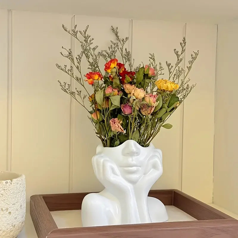 American Face Holding Vase Decoration Living Room Flower Table Decoration.