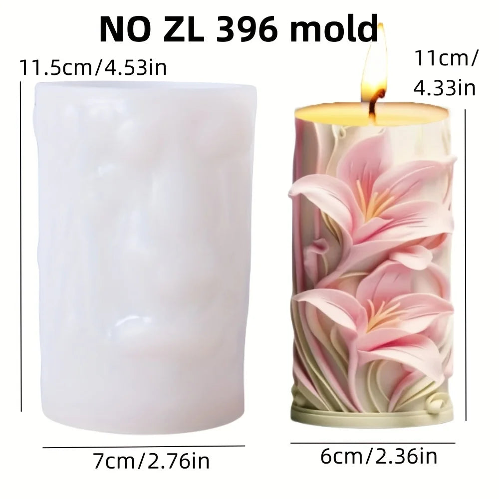 Silicone Mold Flower Lavender Gypsum Cylindrical Candle Making