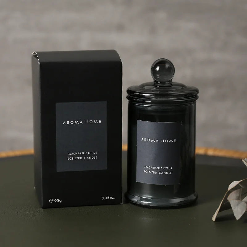 Candela profumata in barattolo di vetro vintage, cera di soia, aromaterapia