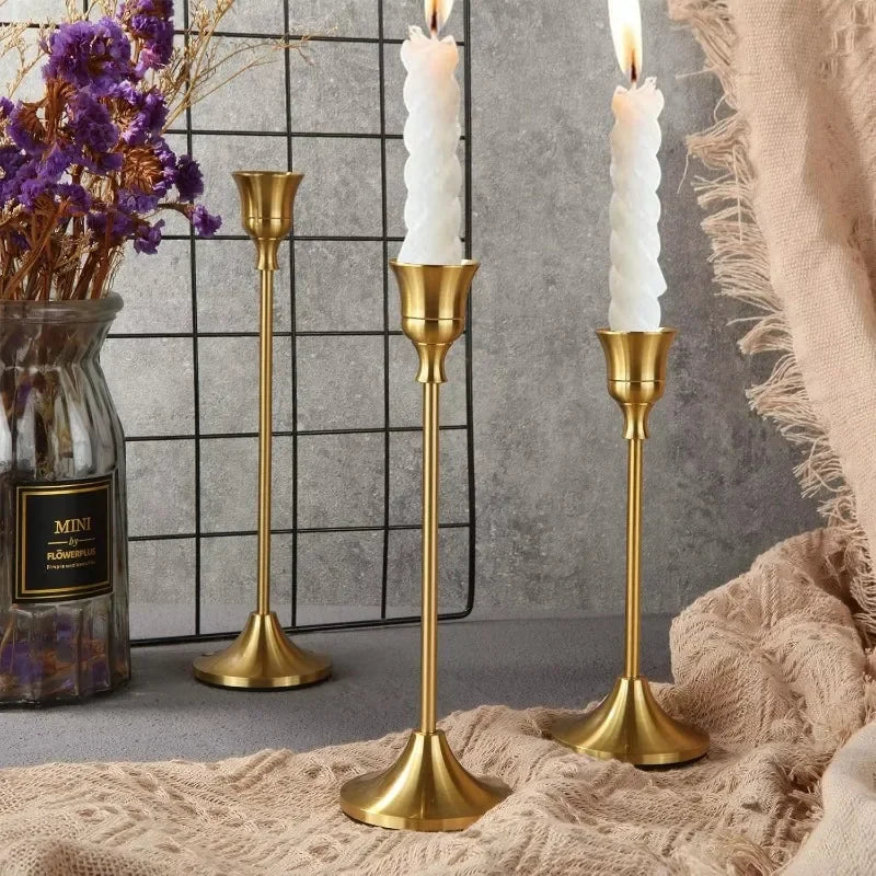 Vintage and elegant metal tabletop candle holders 1pc/3pcs