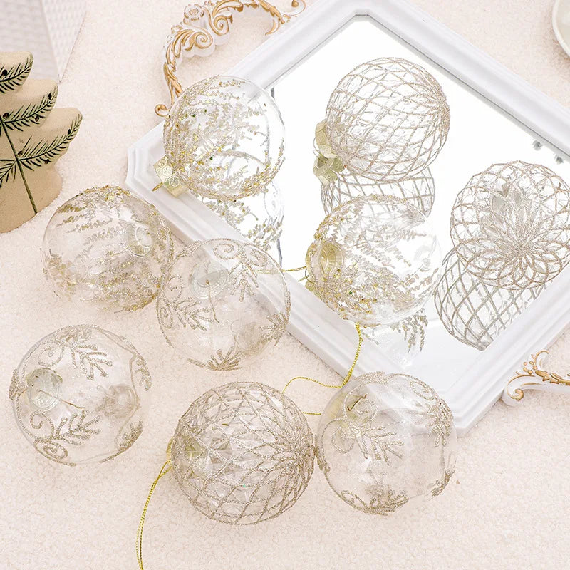 Juego de bolas navideñas para fiestas irrompibles transparentes de 8 cm.