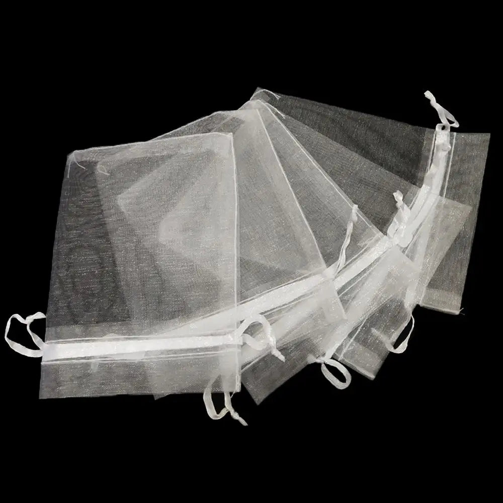 White Pouches Drawstring Pocket Organza Gauze Sachet 25/50PCSGift Bags