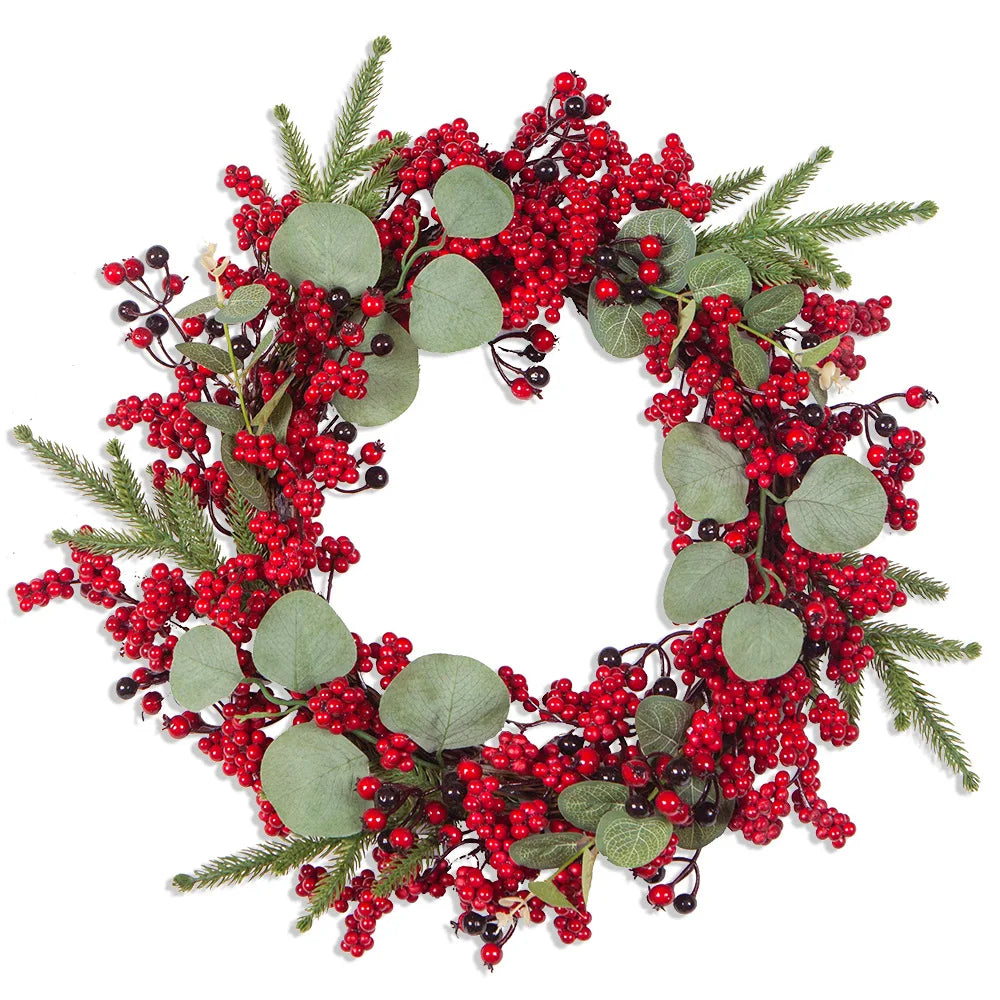 Christmas Red Berry Wreath for Front Door Outside Handmade.