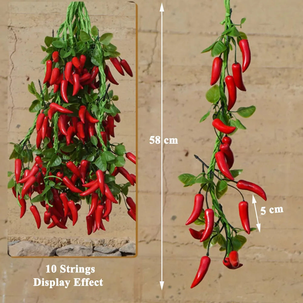 Künstliche Schnüre bilden verschiedene Gemüse- und Obstsorten nach.