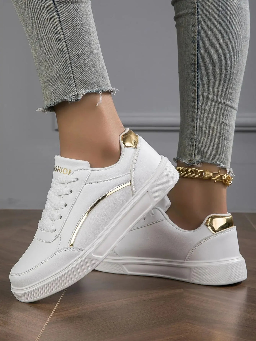 Sneakers con plateau in pelle da donna, classiche, comode e antiscivolo