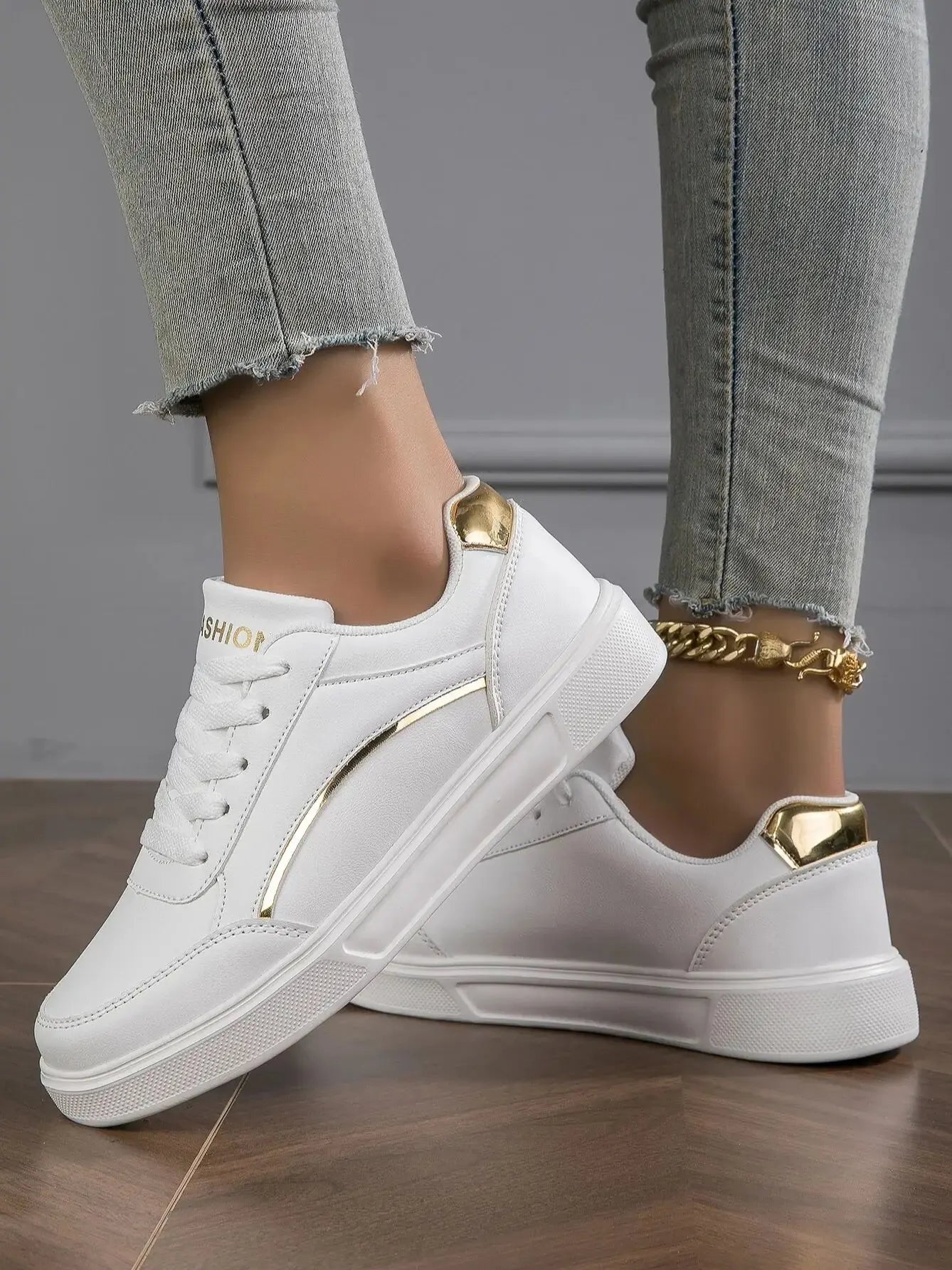 Sneakers con plateau in pelle da donna, classiche, comode e antiscivolo