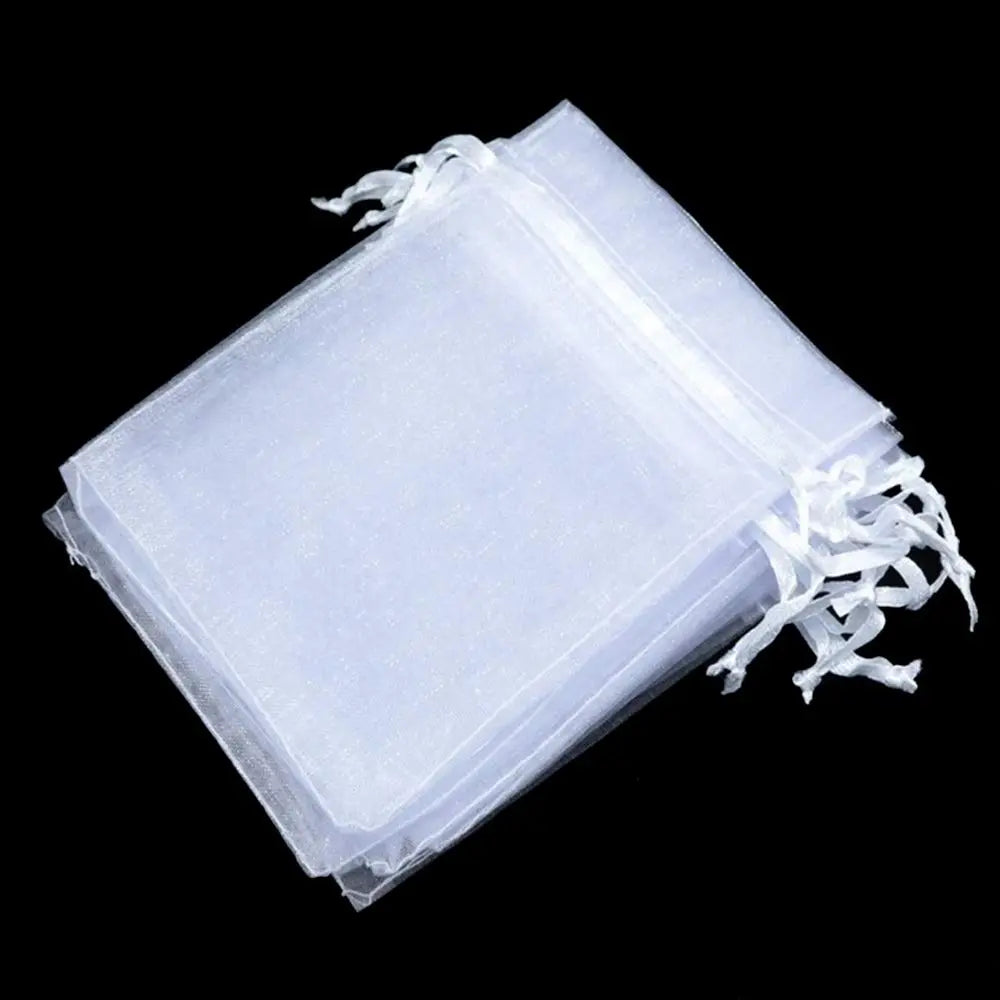 Bolsas blancas de organza con cordón ajustable (25/50 unidades) para regalo