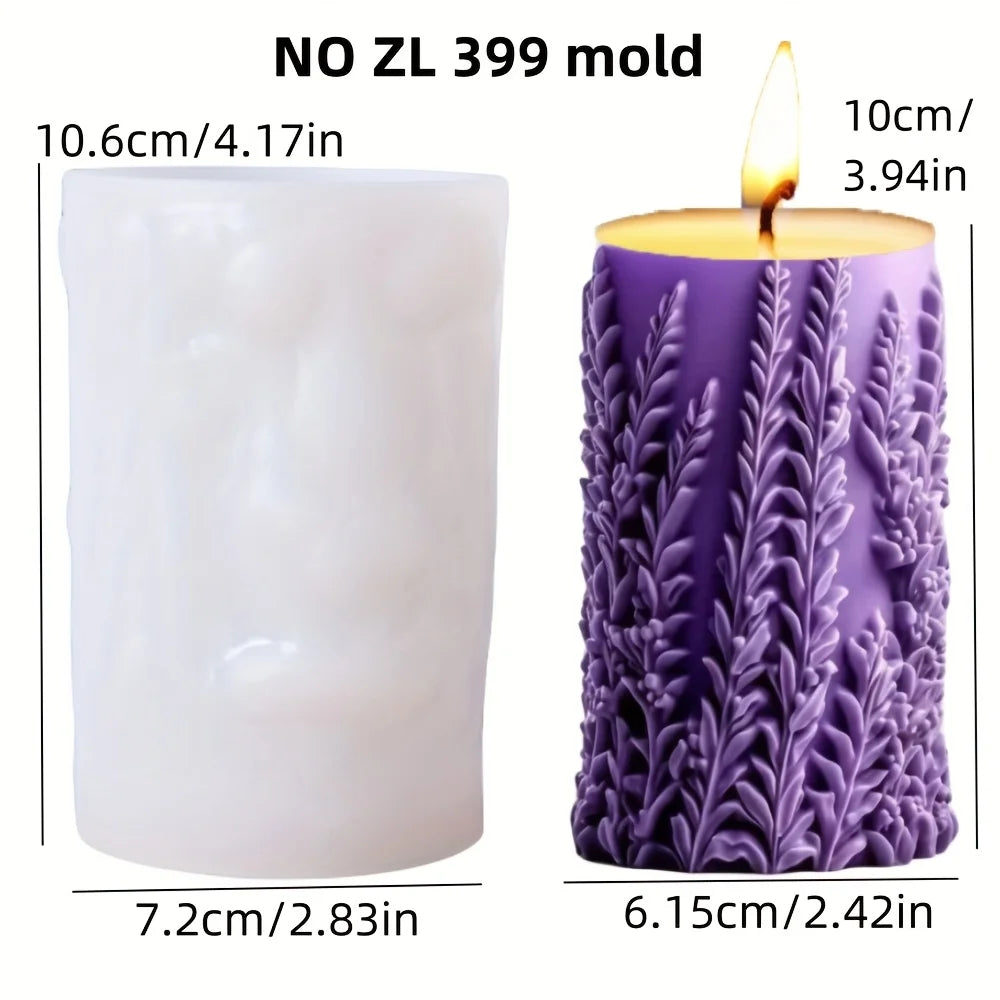 Stampo in silicone per candele cilindriche in gesso a forma di fiore di lavanda
