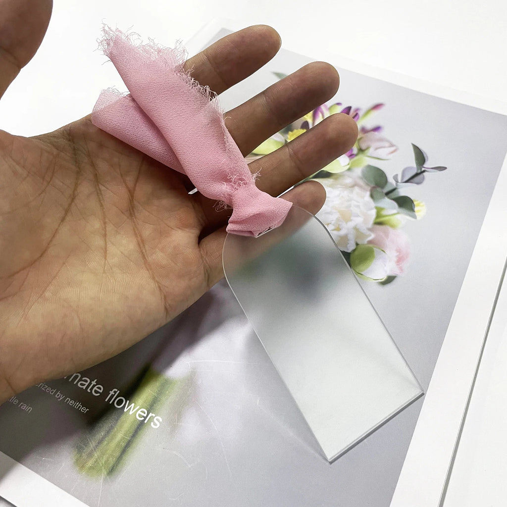 Tarjeta de lugar de boda de acrílico con arco de etiqueta de nombre de acrílico esmerilado, 10/20/50 piezas