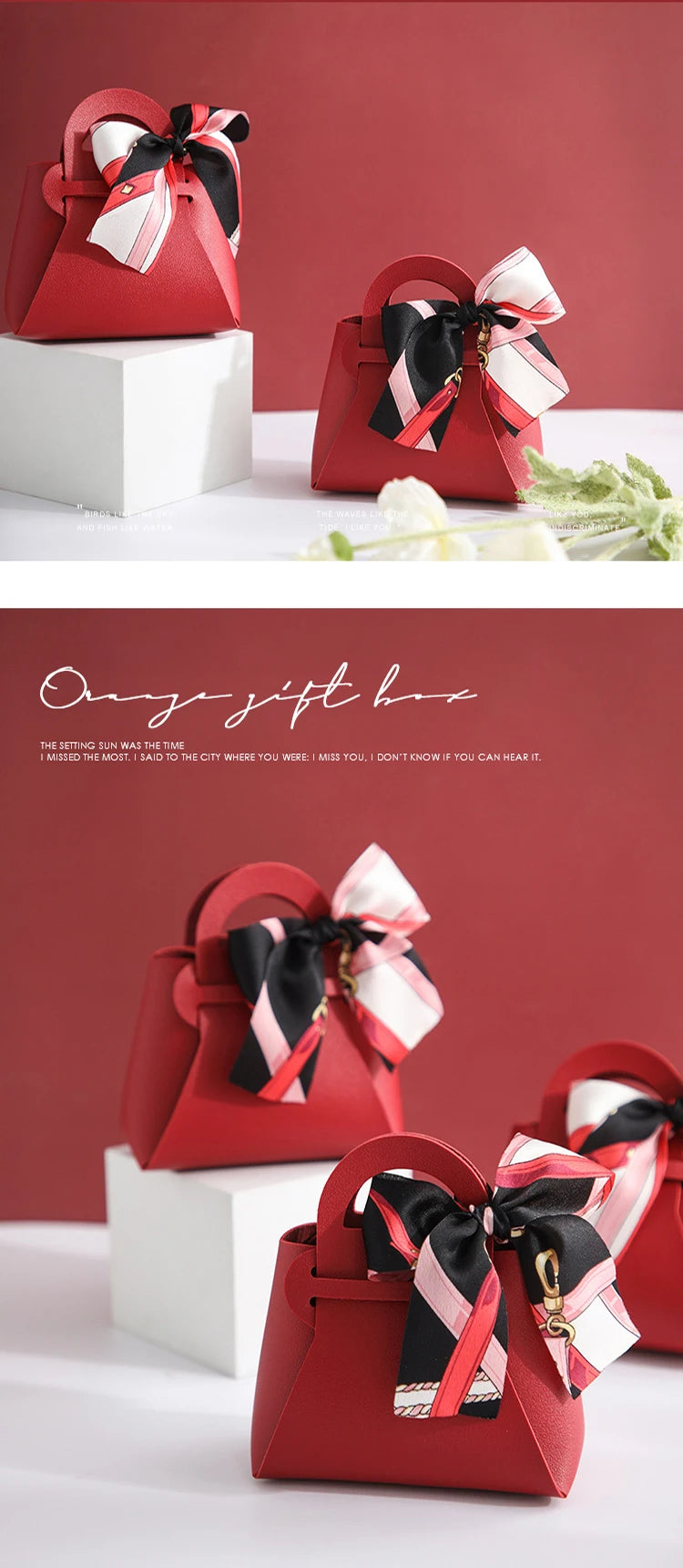 Mini bolso de mano de cuero con lazo (5 unidades)