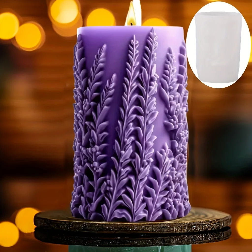 Stampo in silicone per candele cilindriche in gesso a forma di fiore di lavanda