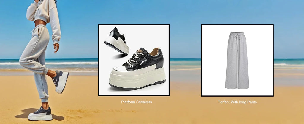 Fujin platform sneakers for women Genuine Leather