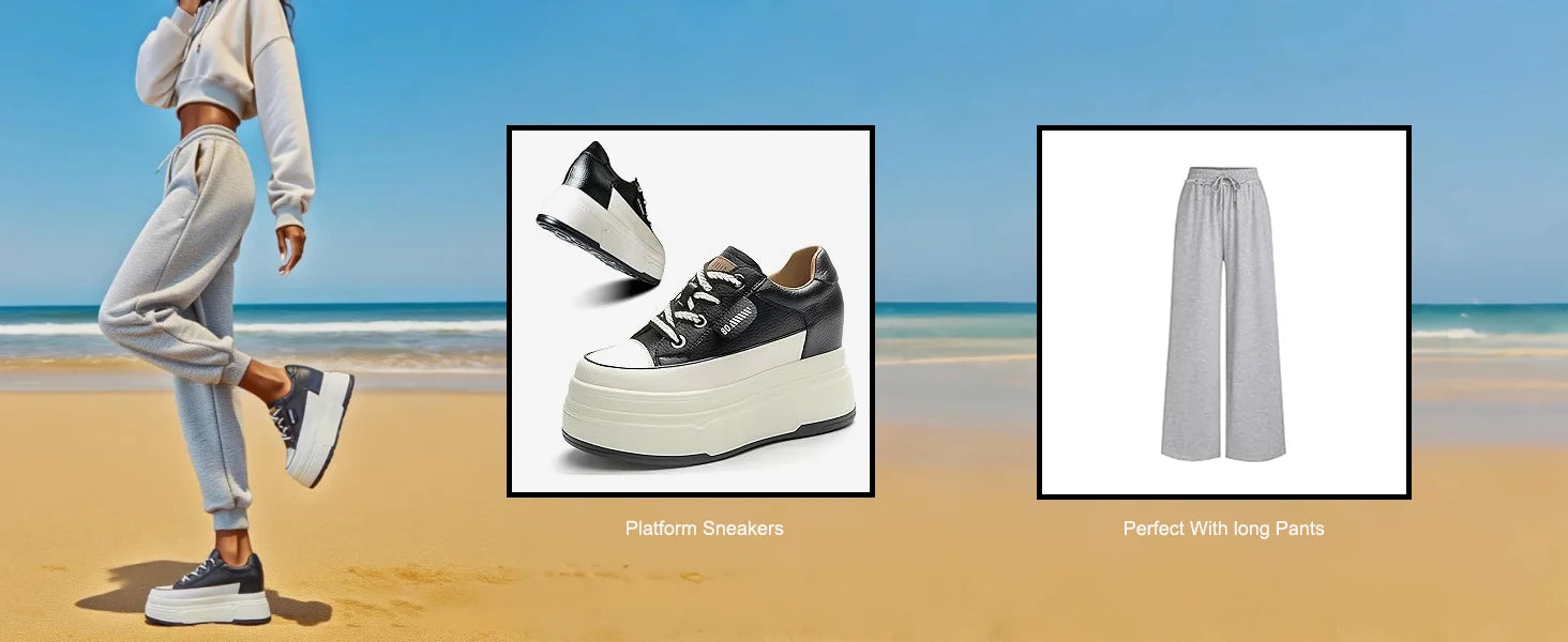 Sneakers con plateau Fujin da donna in vera pelle