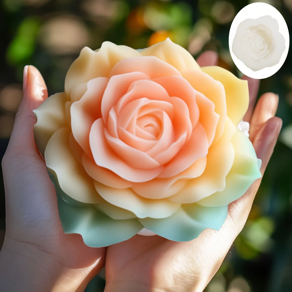 Large Peony Flower Candle Silicone Mold 3D