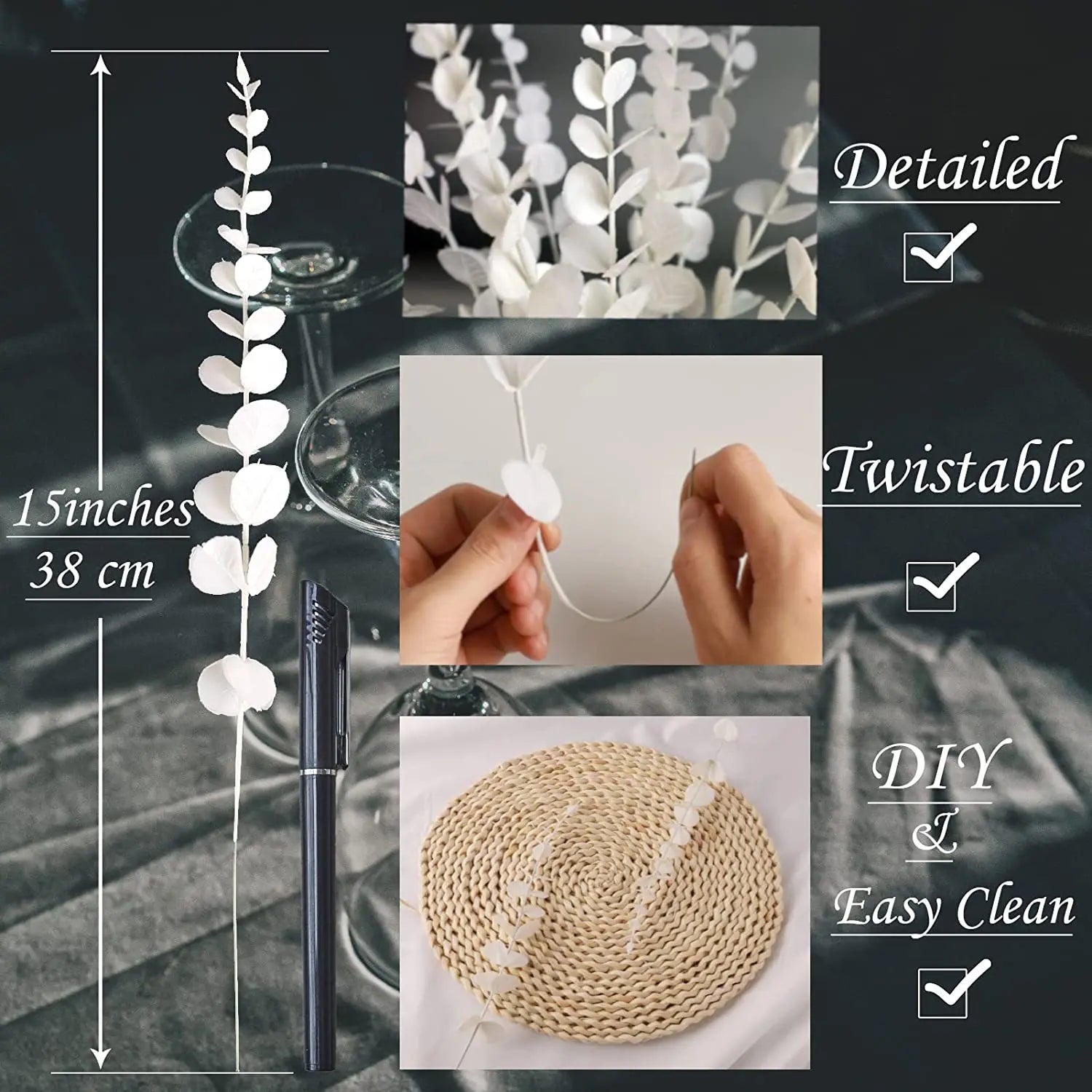 Pianta finta di eucalipto artificiale Silver Dollar Greenery.