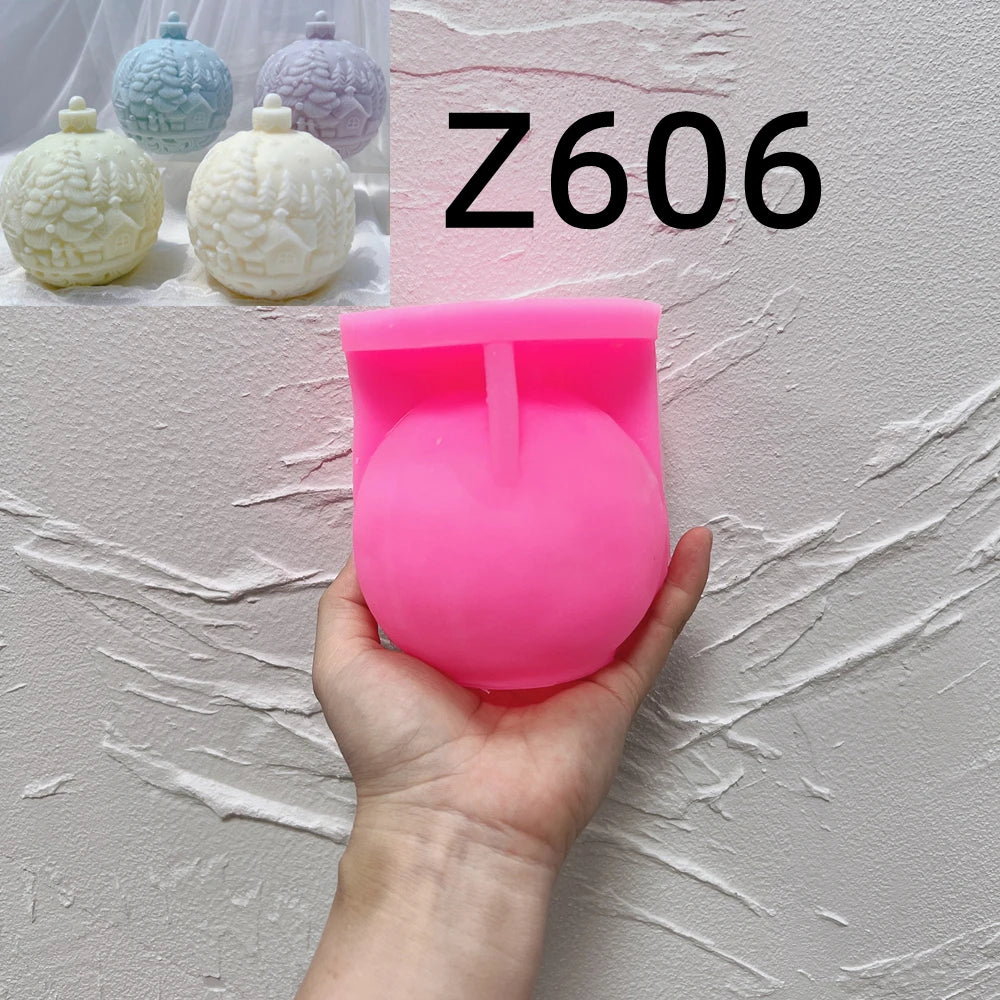 Ball Shape Silicone Candle Mold 5 Designs Christmas