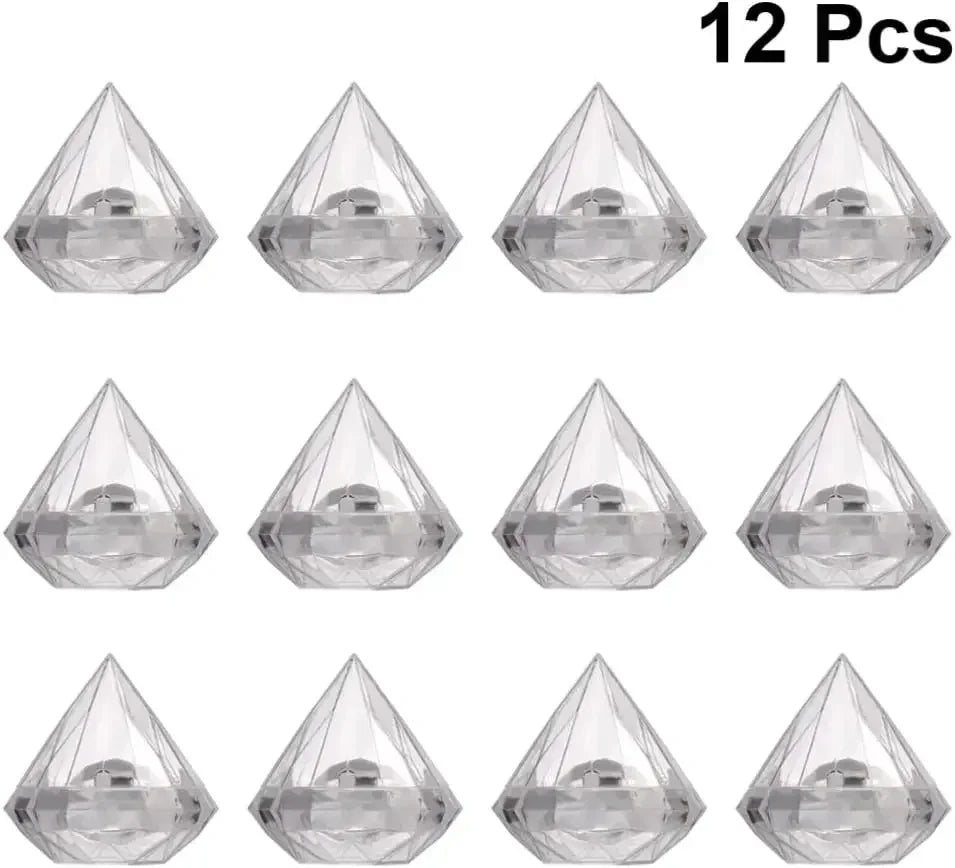Diamond Shaped Candy Boxes Transparent Wedding Favors 12 Pcs Container.