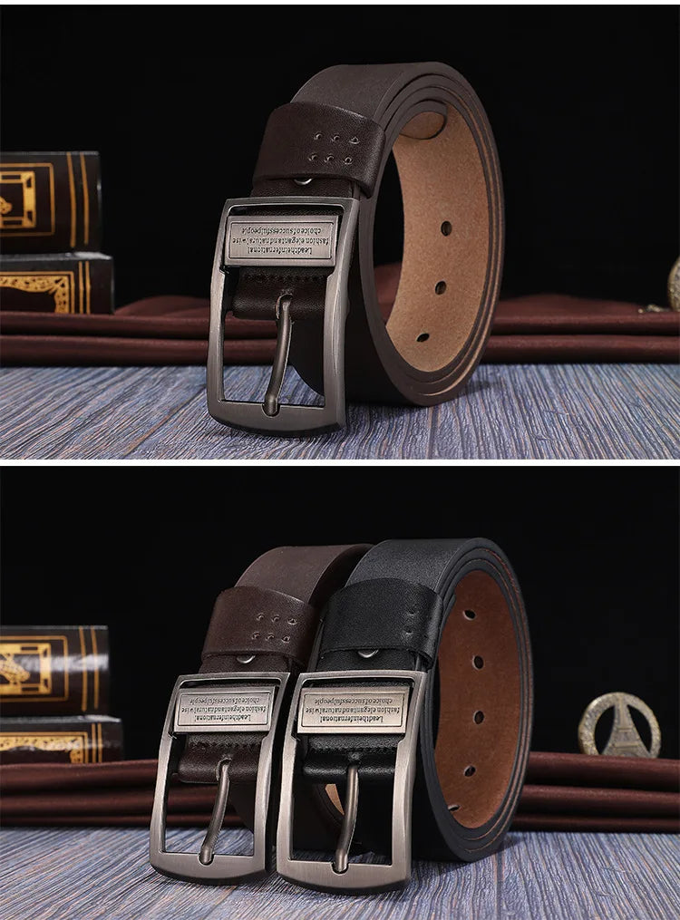 New Leather Cowhide Men's Belt  Metal Alloy Pin Buckle.