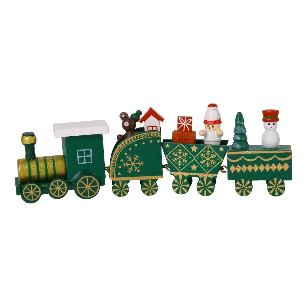 Wooden Train Christmas Ornaments Santa Cake Decoration