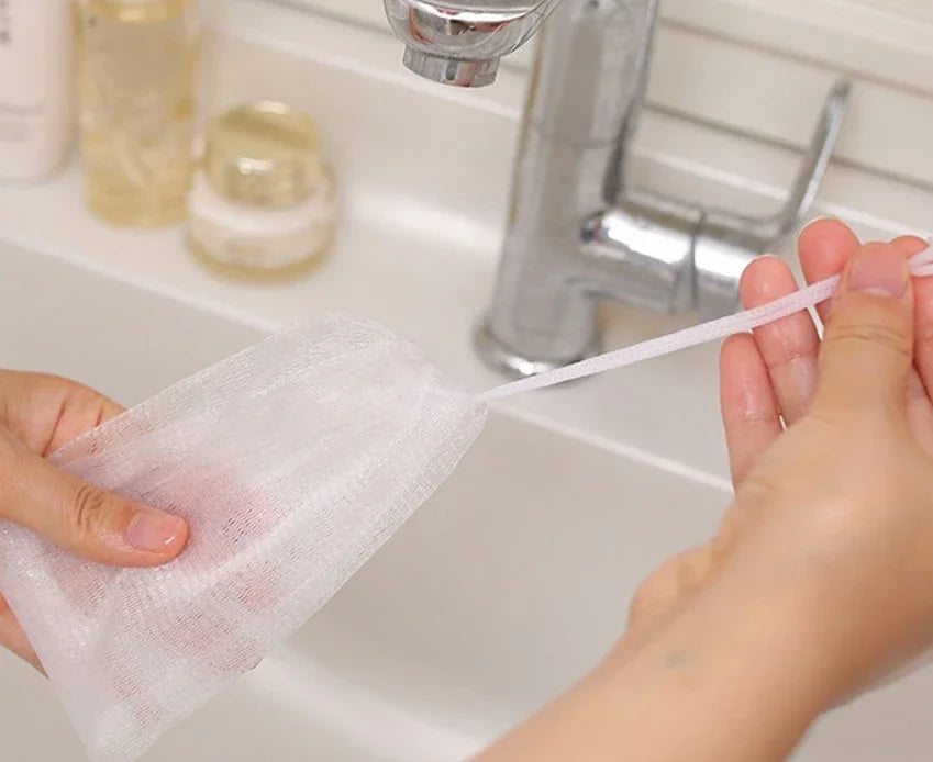 Sacchetto in rete portatile per sapone schiumogeno per bagno/doccia, detergente corpo esfoliante