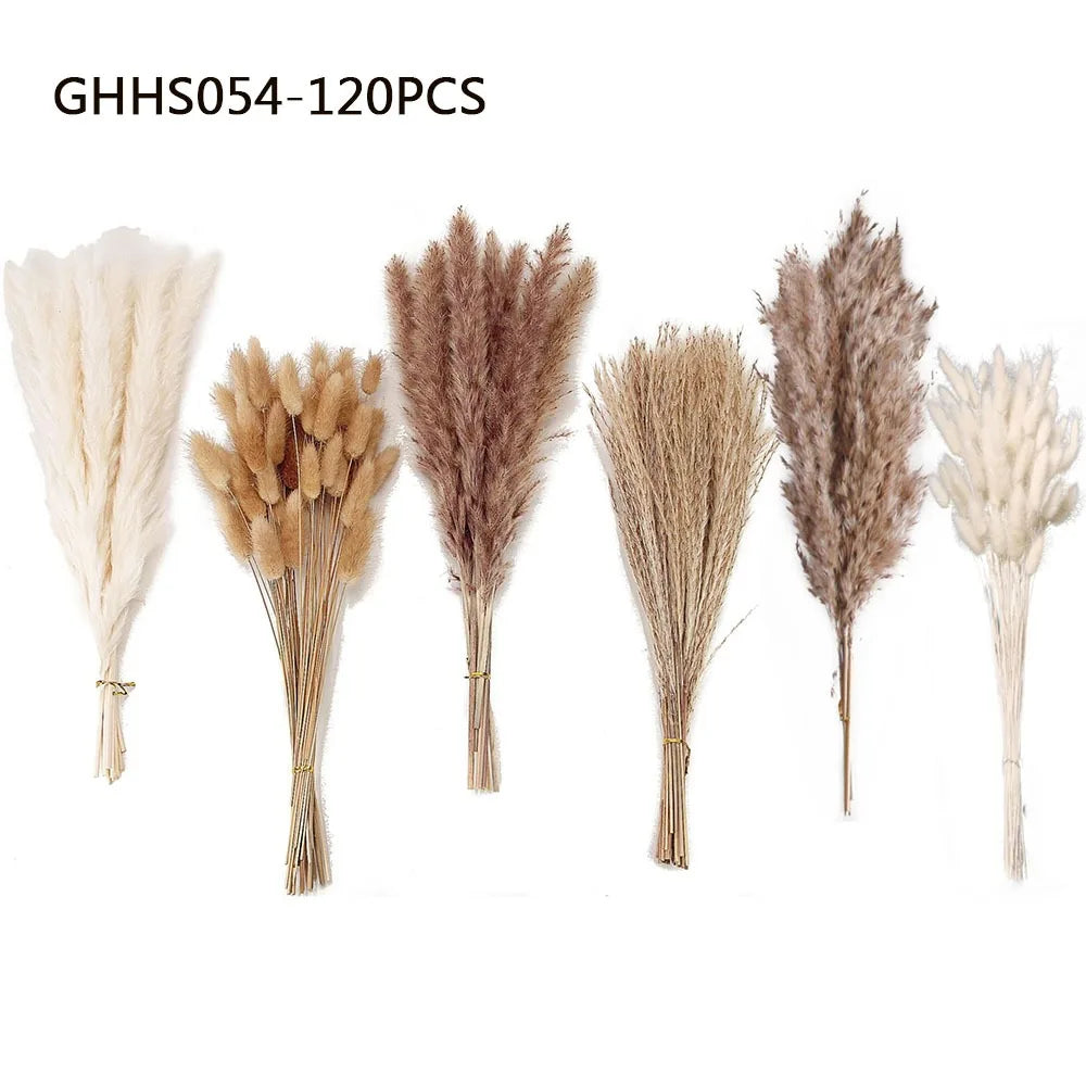 Fiori artificiali secchi di erba di coda di coniglio della Pampa soffice, 120 pezzi