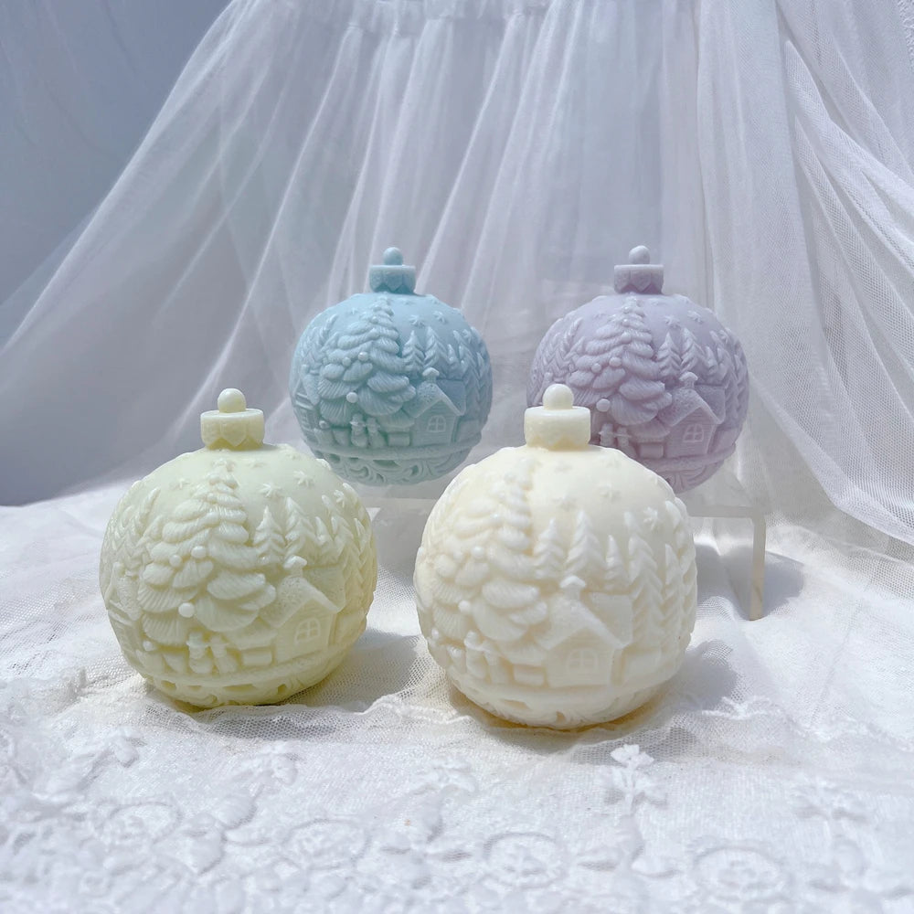 Ball Shape Silicone Candle Mold 5 Designs Christmas